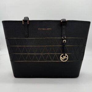 Michael Kors Laser Cut Jet Set Tote in Black
